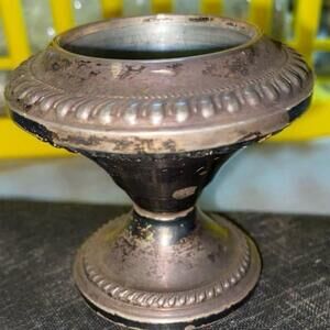 Vintage Pat Pend Sterling Silver Petite Candlestick Candle Holder Rope 2.25"